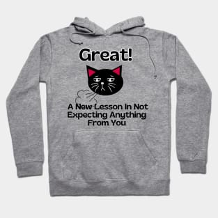 blac cat sarcasm phrase Cat funny expecting Hoodie